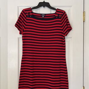 Chaps dress red and navy blue stripes L